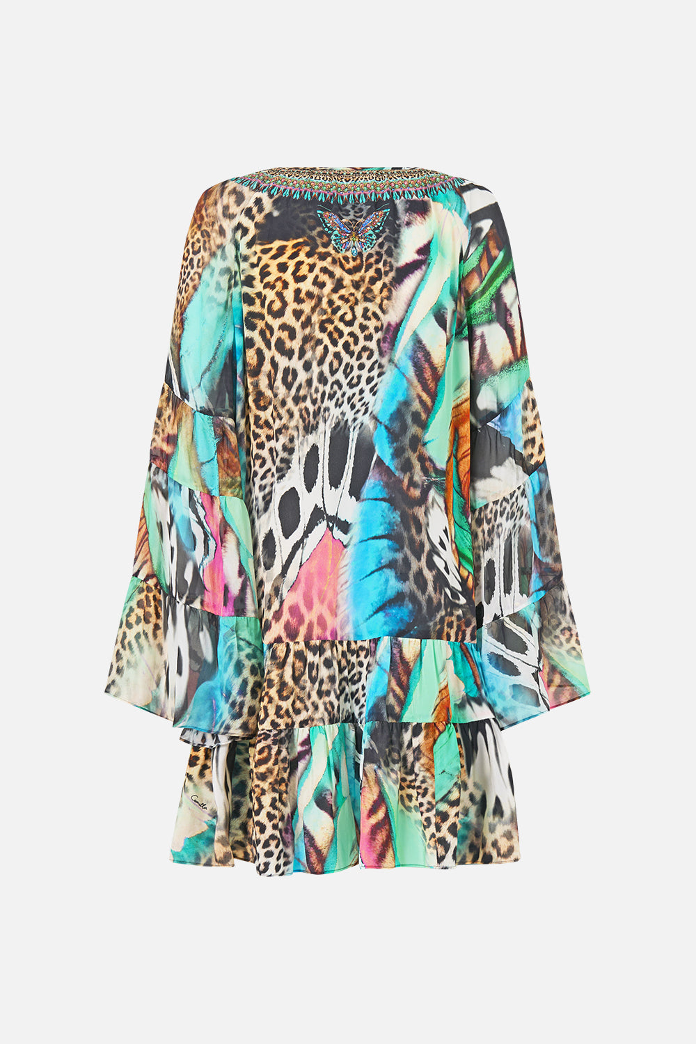 A-LINE GATHERED PANEL DRESS BUTTERFLY BOHEMIA