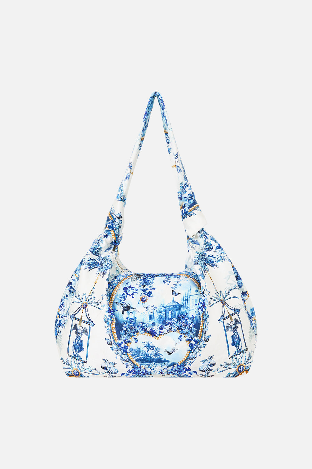 The CAMILLA Slouch Shoulder Bag With Knot Details The Porcelain Parlour in our The Porcelain Parlour print.
