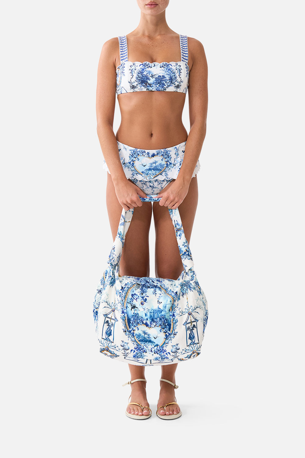 The CAMILLA Slouch Shoulder Bag With Knot Details The Porcelain Parlour in our The Porcelain Parlour print.