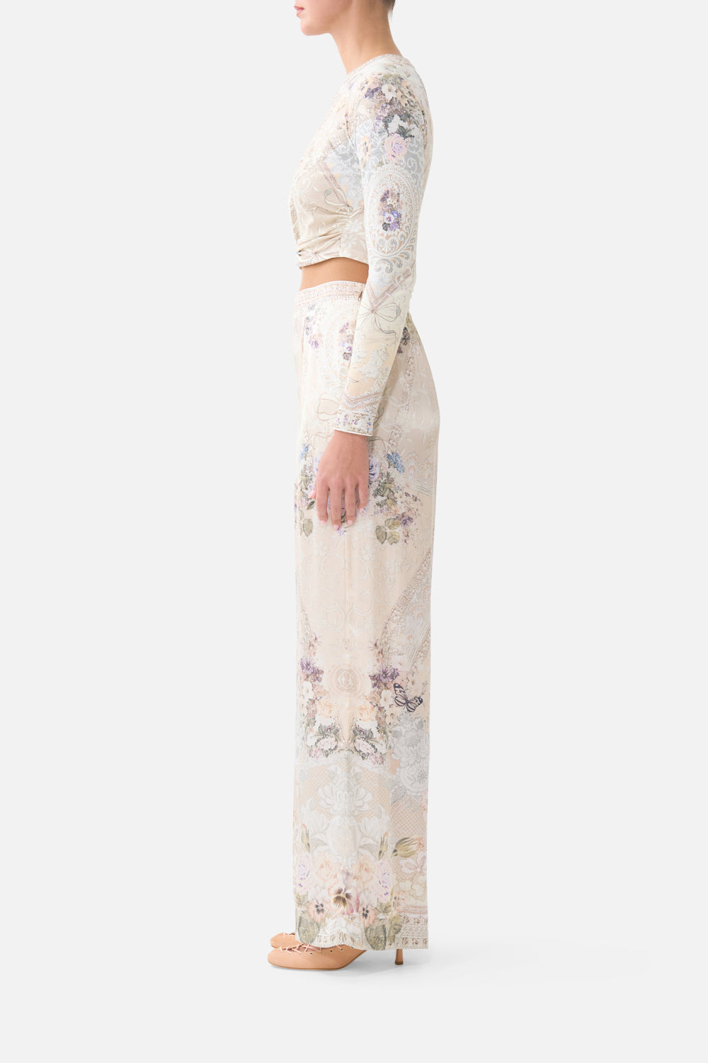 The CAMILLA COLLARED SHIRT WITH PINTUCKS LEOPARD LIBERTINE in our  print.