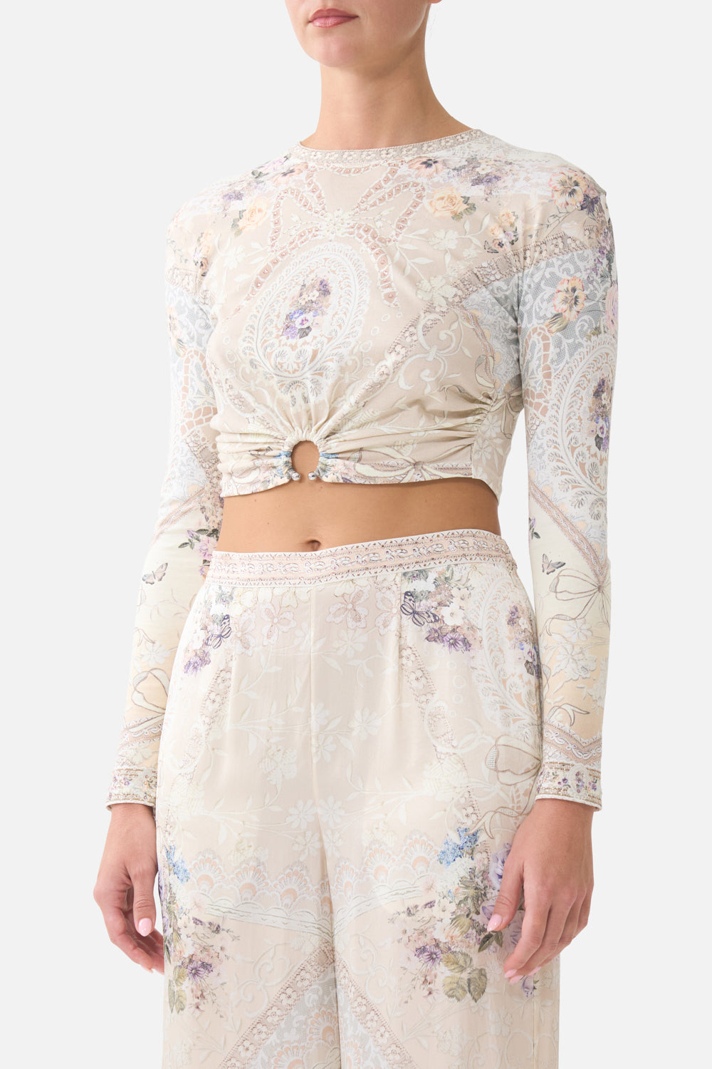 The CAMILLA COLLARED SHIRT WITH PINTUCKS LEOPARD LIBERTINE in our  print.