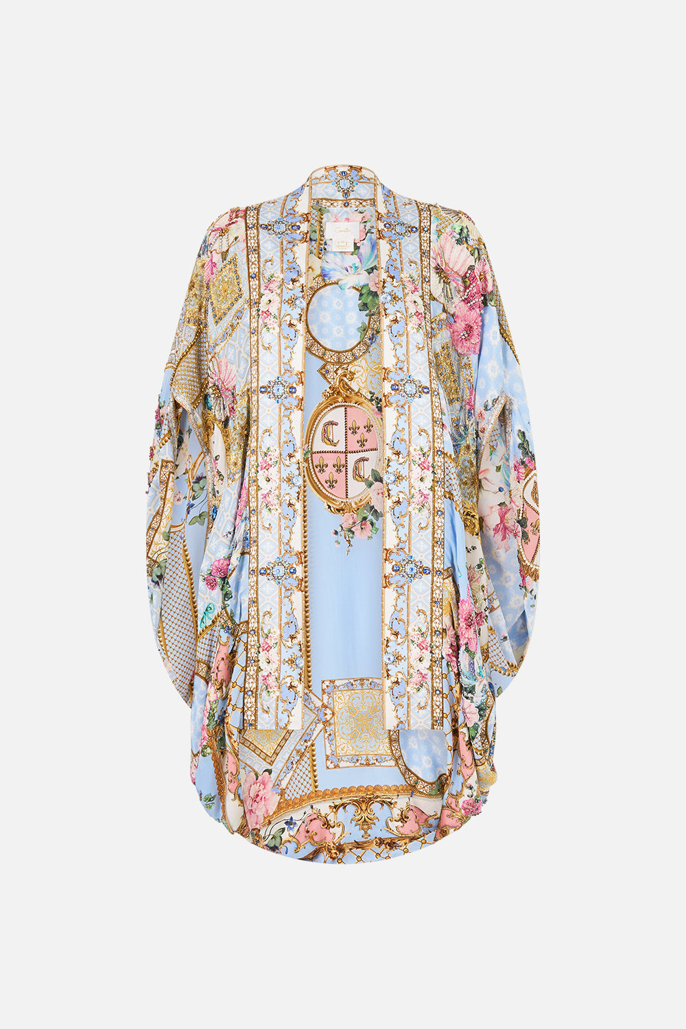 The CAMILLA Open Front Cardi Cape Sisi Society in our Sisi Society print.