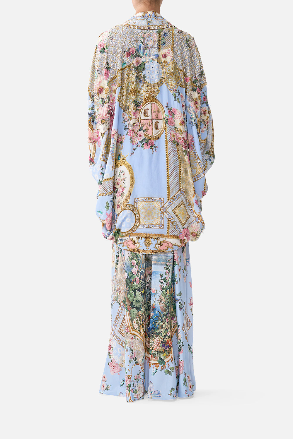 The CAMILLA Open Front Cardi Cape Sisi Society in our Sisi Society print.