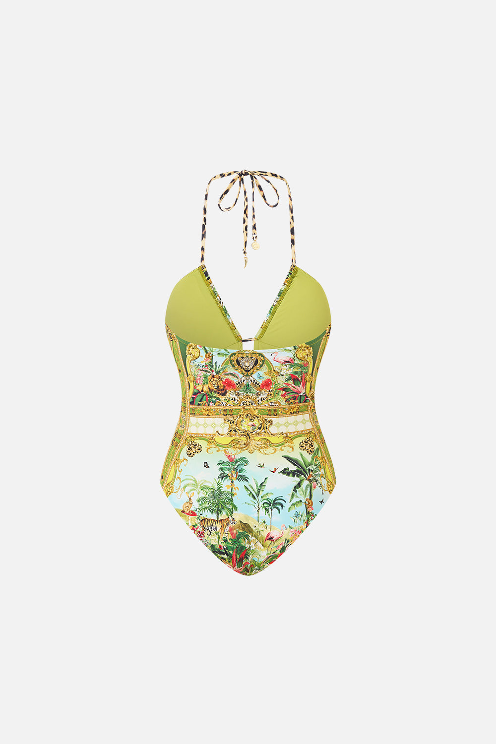 The CAMILLA Halter Neck Tie One Piece W/ Keyhole Wanderlust Empire in our Wanderlust Empire print.