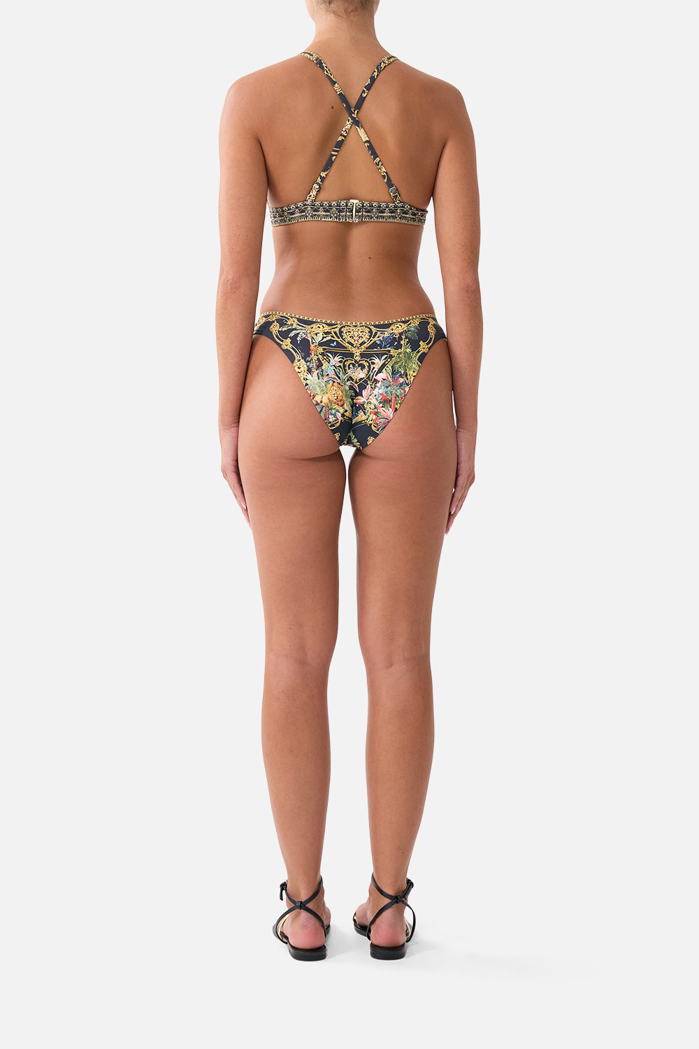 The CAMILLA High Tri Bikini Top W/ Front Trim Palace Zoology in our Palace Zoology print.