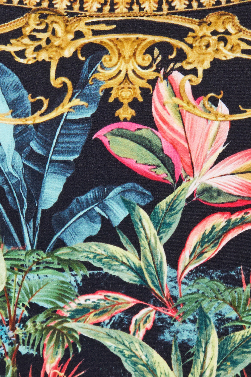 The CAMILLA SHORT SLEEVE CAMP COLLARED SHIRT ANIMALS IN THE PALACE in our  print.
