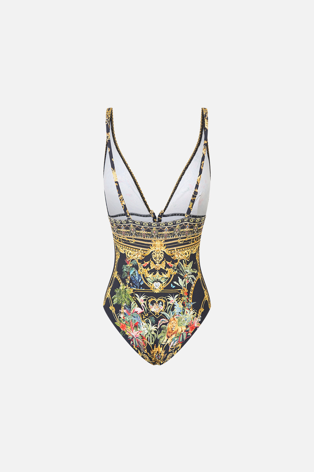 The CAMILLA High Tri One Piece W/ Front Trim Palace Zoology in our Palace Zoology print.