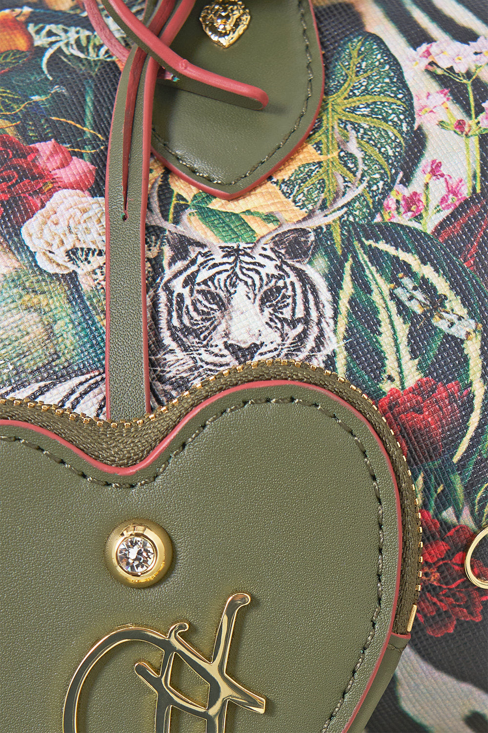The CAMILLA Barrel Bag with Leather Trims in our Leotigra Land print.