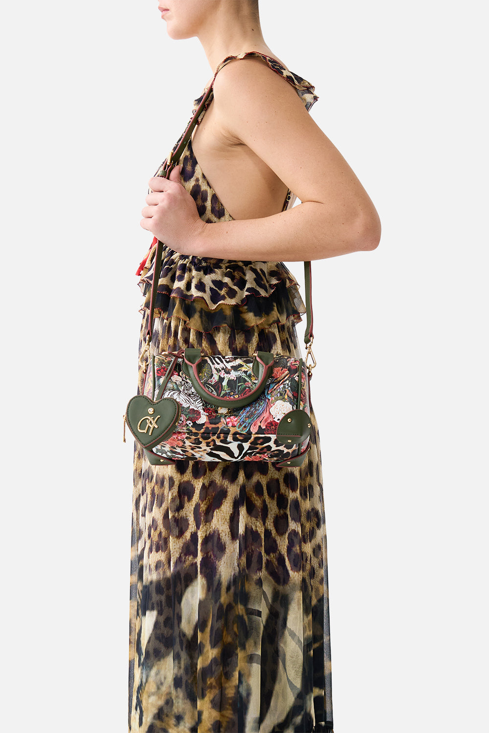 BARREL BAG WITH LEATHER TRIMS LEOTIGRA LAND