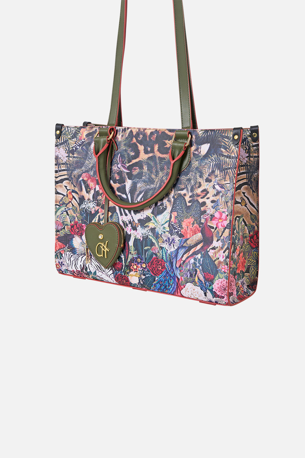 The CAMILLA East West Tote With Leather Trims Leotigra Land in our Leotigra Land print.