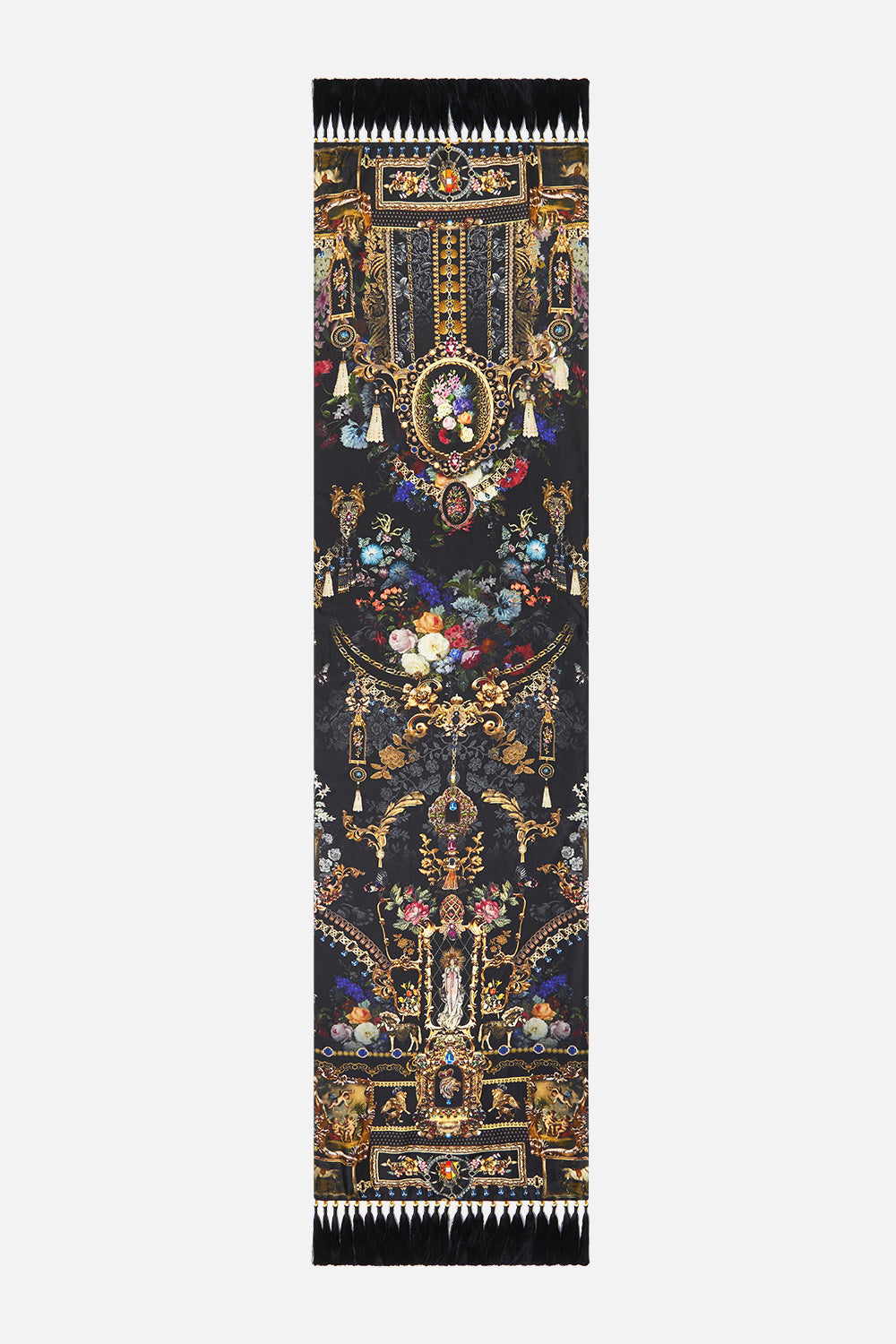 LONG SCARF WITH TASSELS NIGHT GARDEN