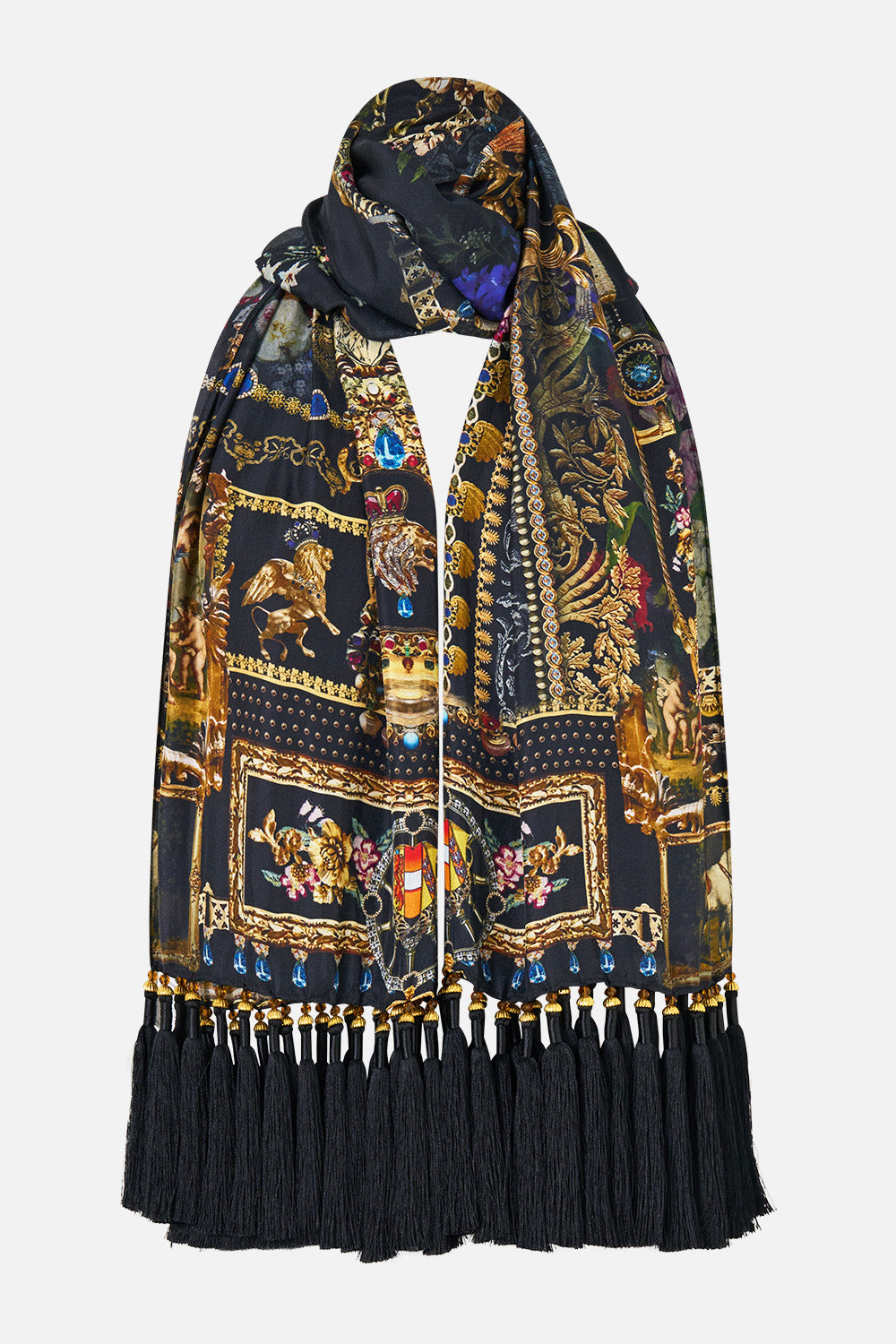 LONG SCARF WITH TASSELS NIGHT GARDEN
