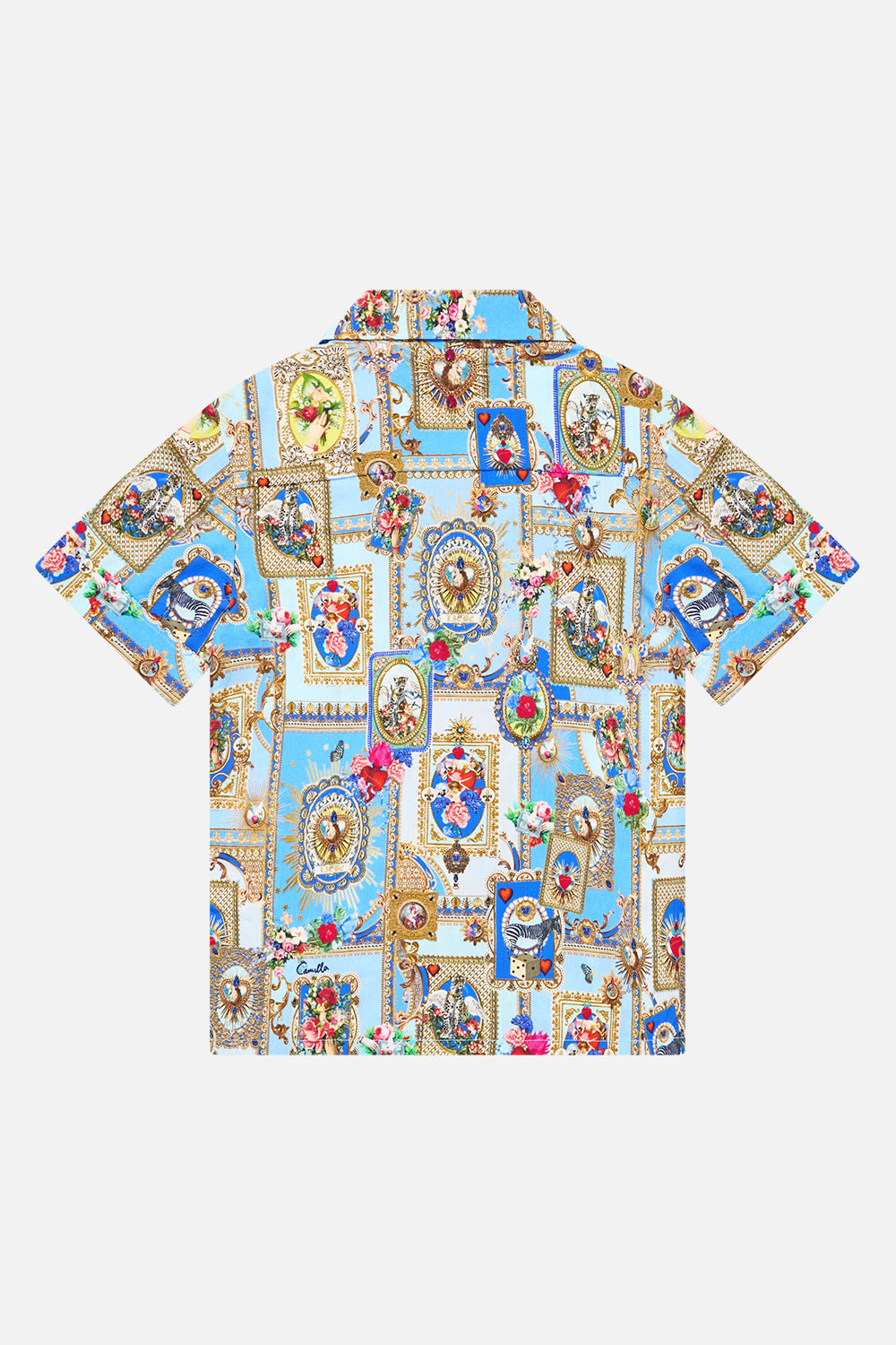 BOYS SHORT SLEEVE CAMP COLLARED SHIRT VERSES IN VINTAGE