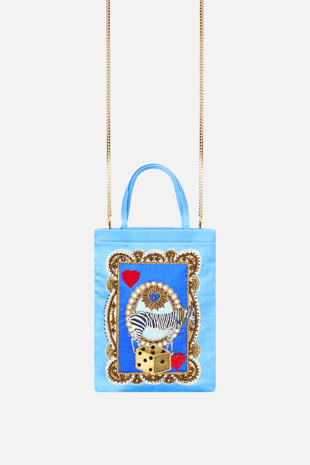 EMBELLISHED MINI TOTE WITH CHAIN STRAP VERSES IN VINTAGE