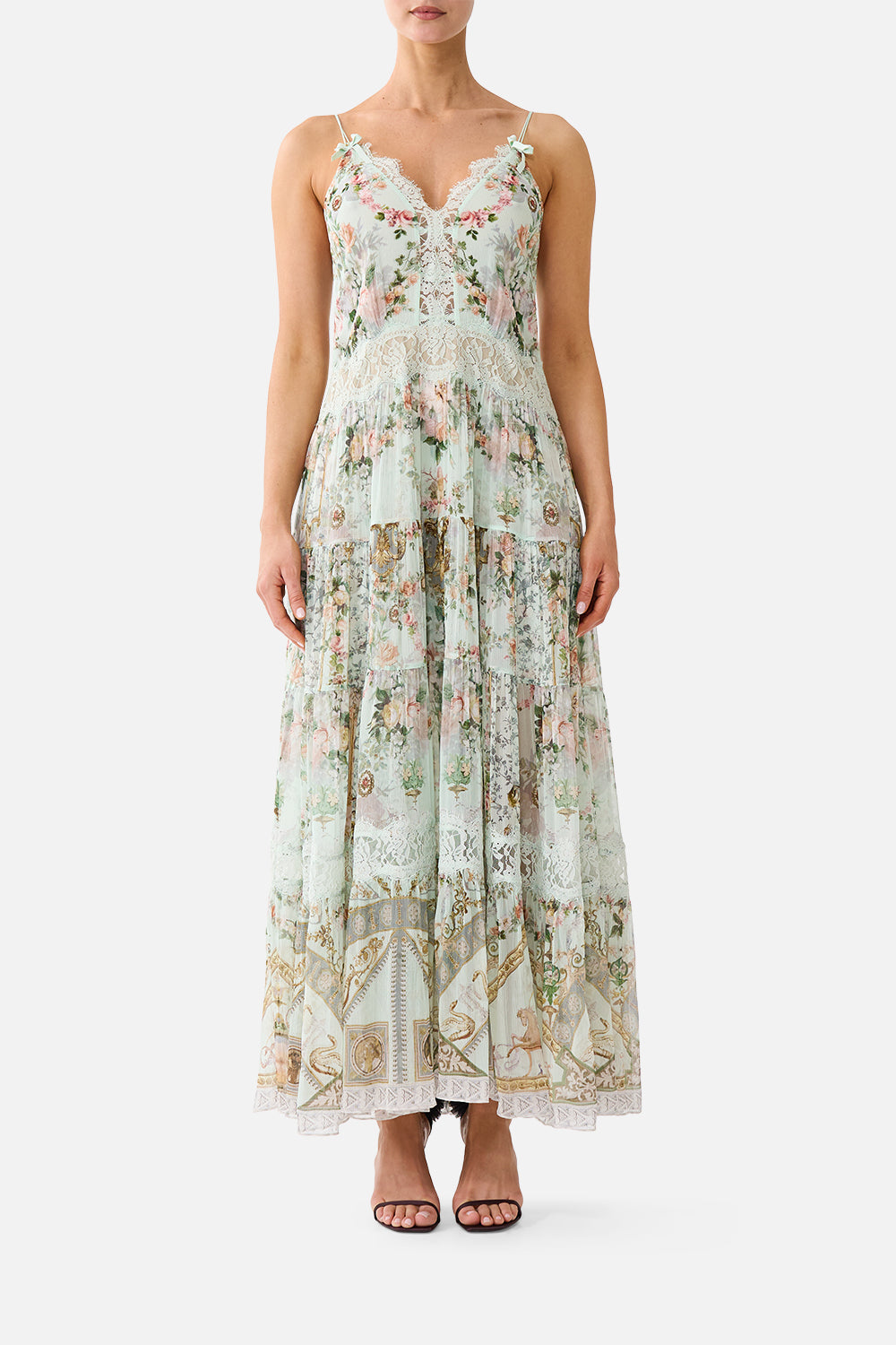 TRAPEZE TIERED DRESS WITH LINING WILDFLOWER WUNDERLAND