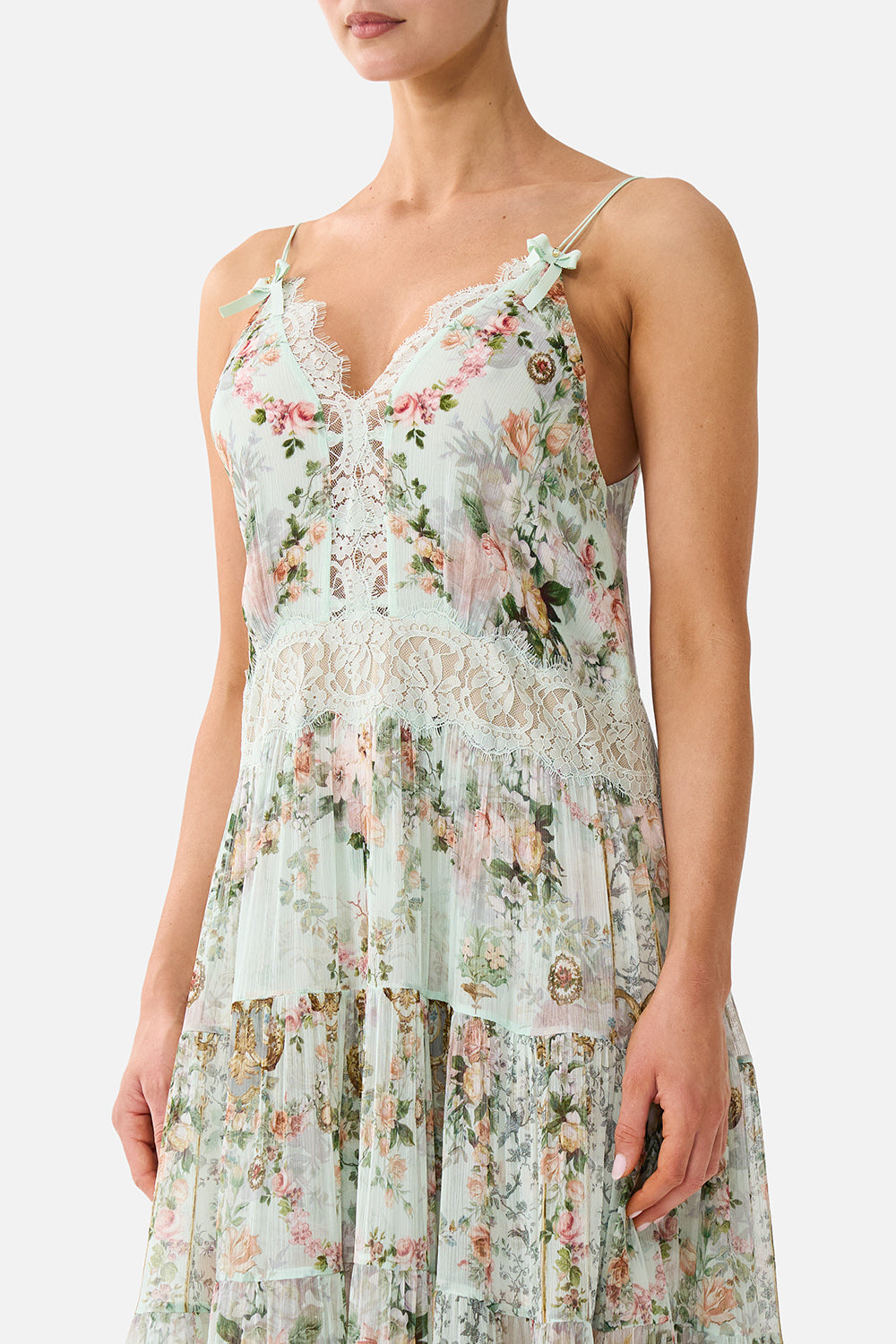 TRAPEZE TIERED DRESS WITH LINING WILDFLOWER WUNDERLAND