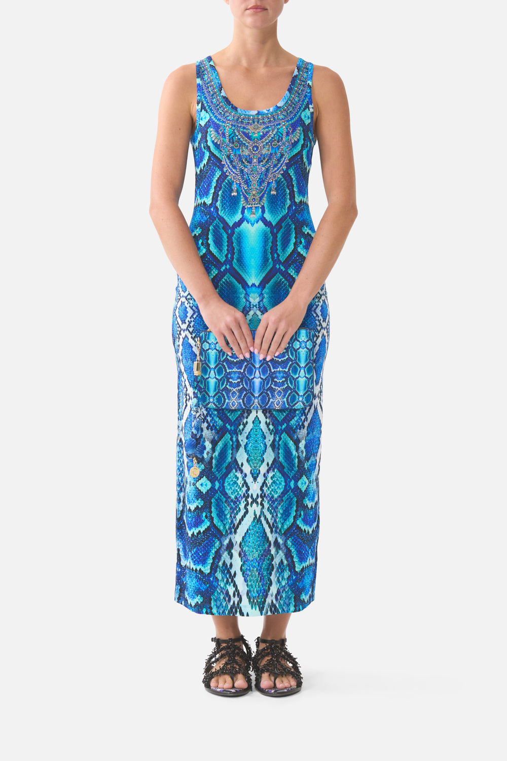 The CAMILLA SKINNY NECK SCARF A BELOVED BOUDOIR in our  print.