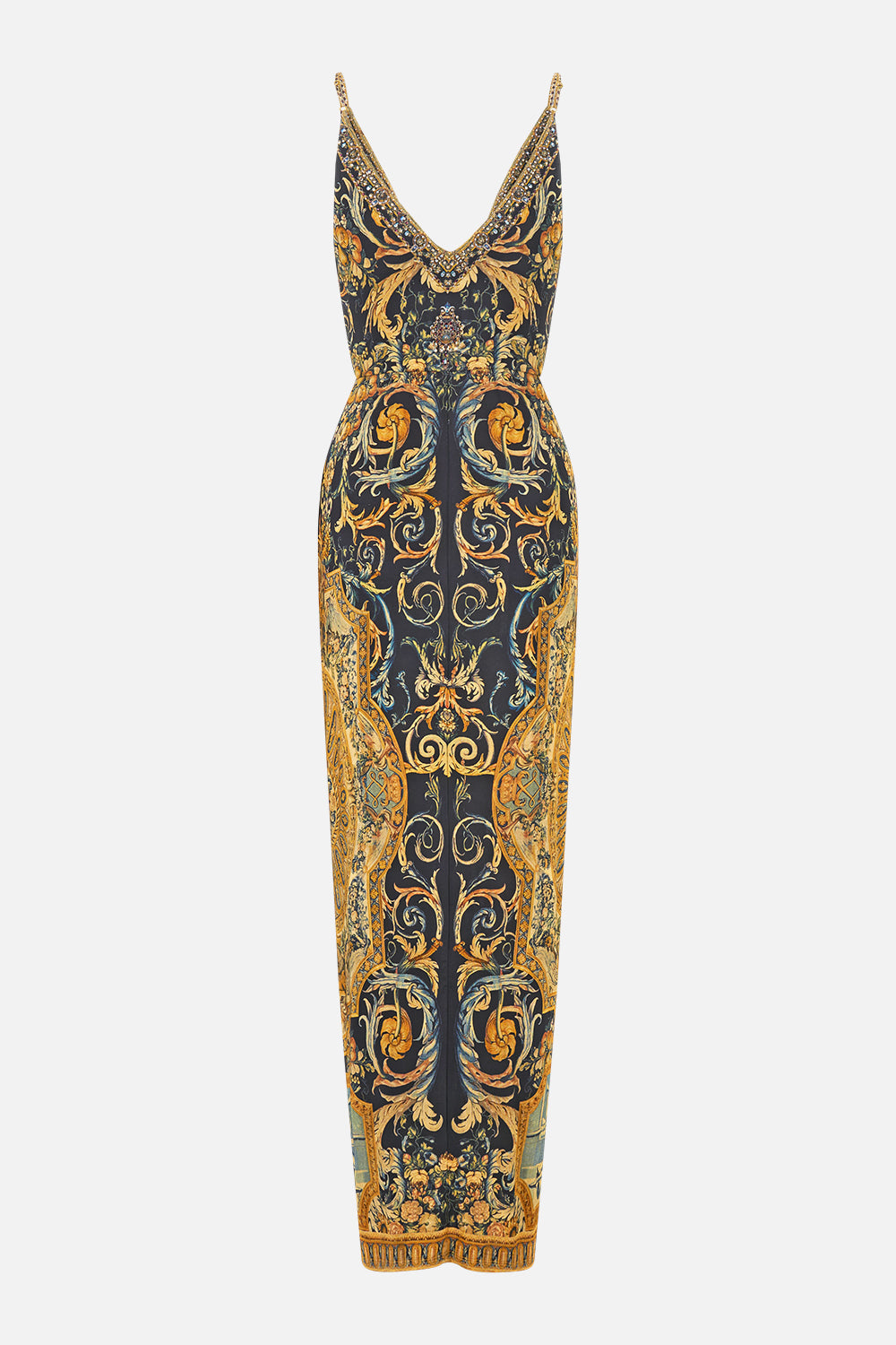The CAMILLA EYELET WRAP LONG SARONG W TIE WAIST BUTTERFLY BOHEMIA in our  print.
