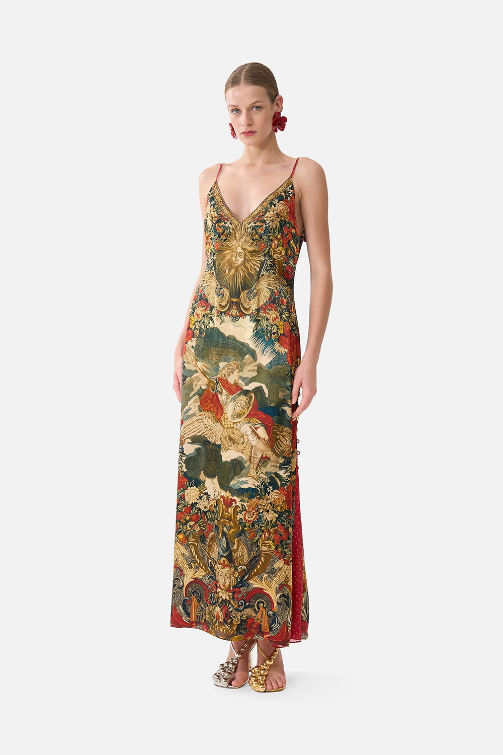 The CAMILLA STRAPPY MAXI DRESS WITH TIERS WANDERLUST EMPIRE in our  print.