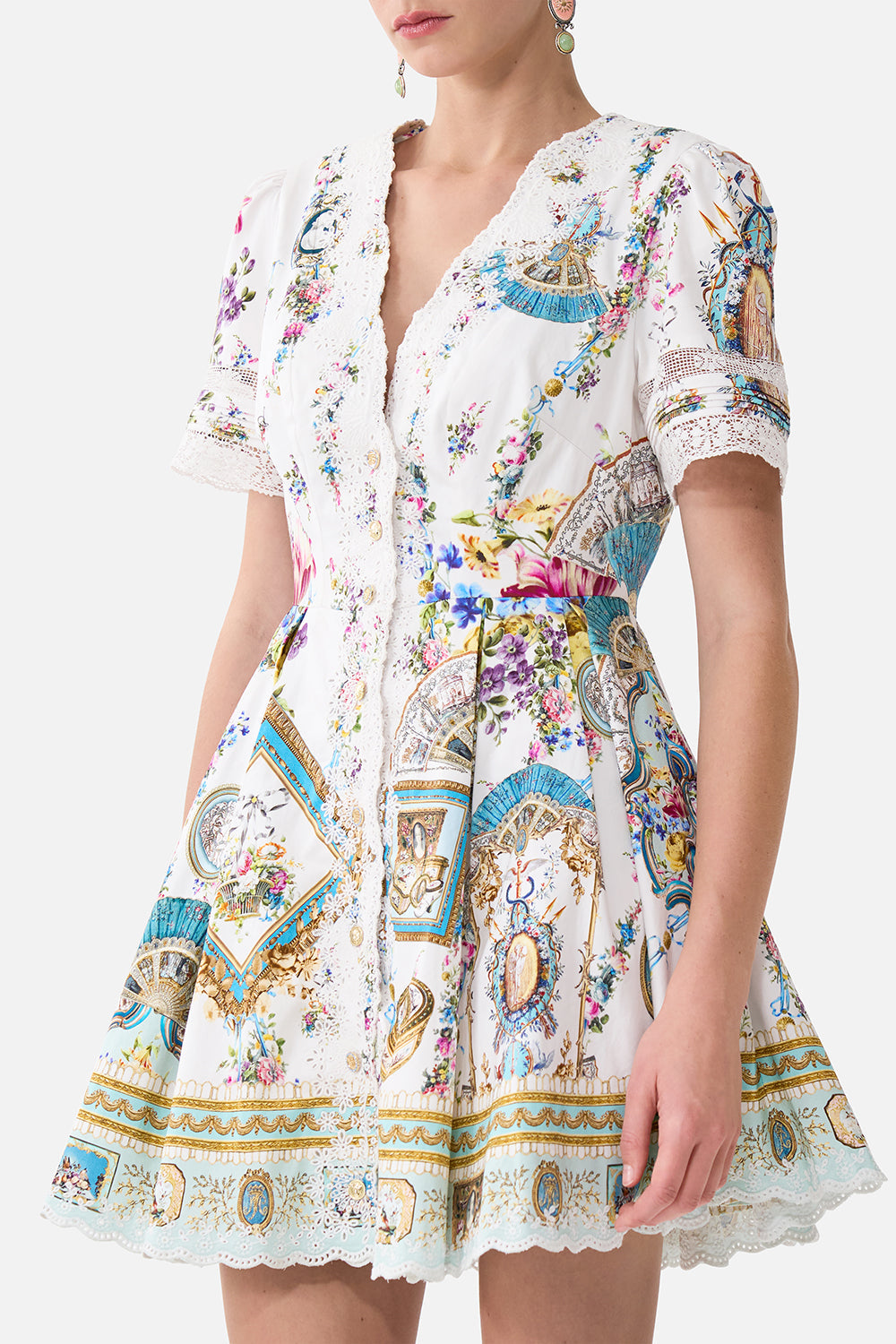 The CAMILLA LONG BUTTON FRONT DRESS A BELOVED BOUDOIR in our A BELOVED BOUDOIR print.