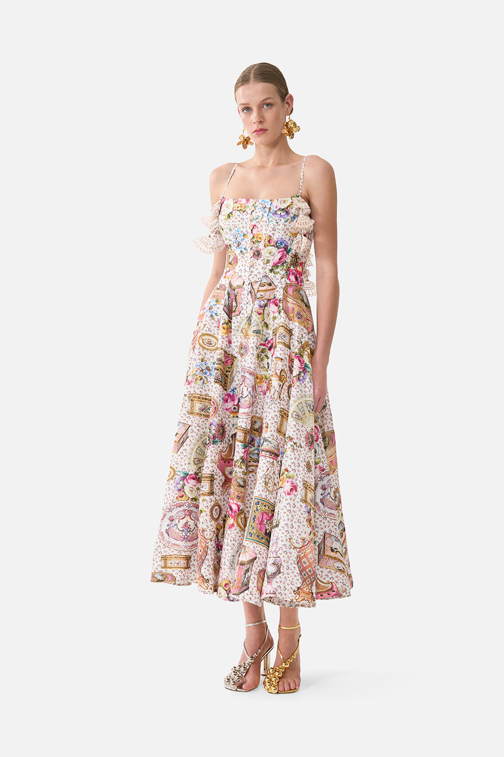 The CAMILLA WING COLLAR KAFTAN WANDERLUST EMPIRE in our  print.