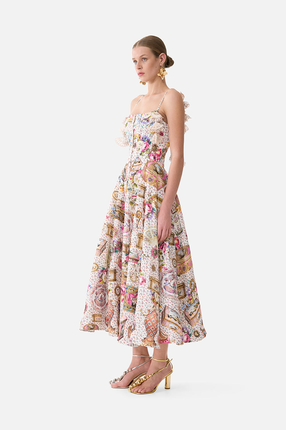 The CAMILLA LARGE CRYSTALLED SILK SQUARE SCARF CHINOISERIE CHILD in our  print.