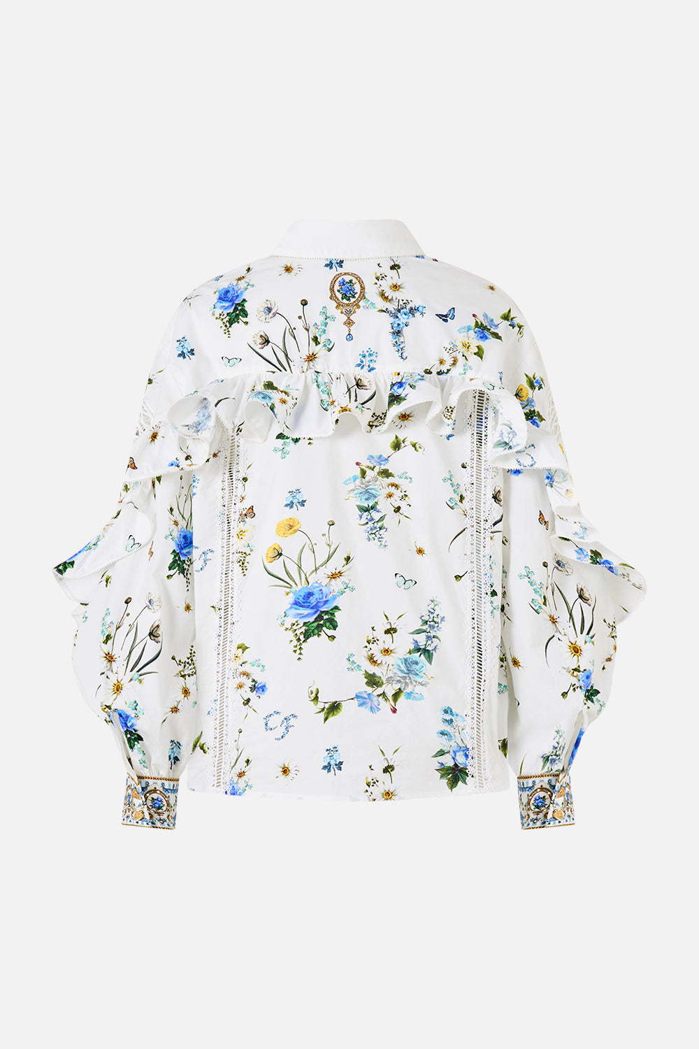BUTTON SHIRT WITH FRILL DETAIL DANDELION SKIES