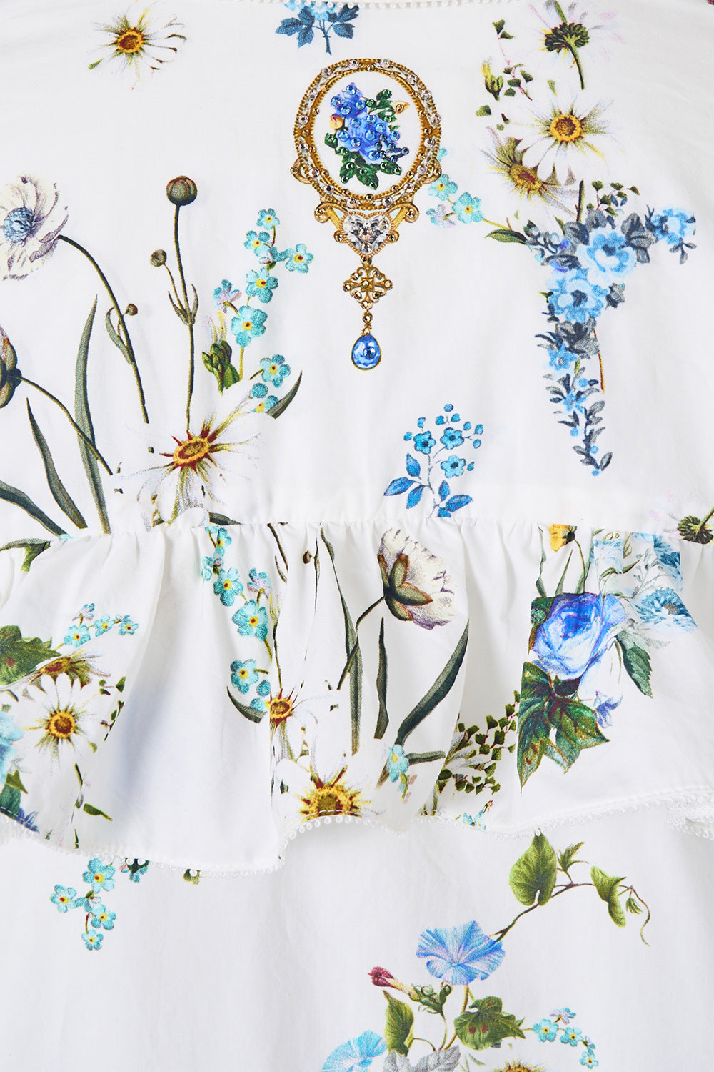 BUTTON SHIRT WITH FRILL DETAIL DANDELION SKIES