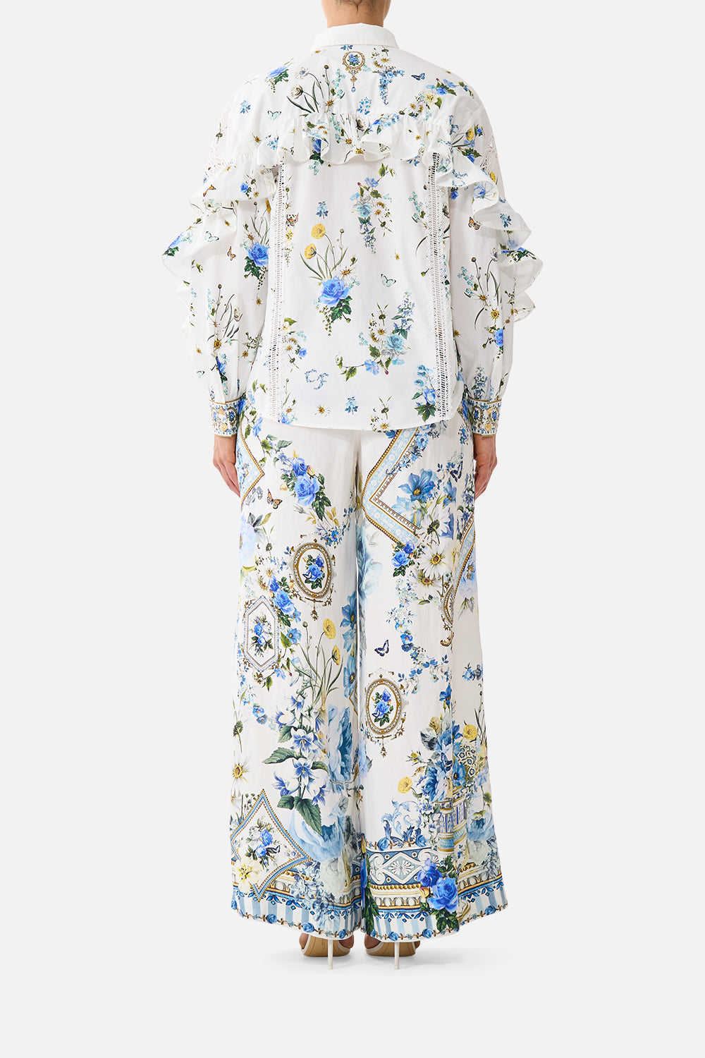 BUTTON SHIRT WITH FRILL DETAIL DANDELION SKIES