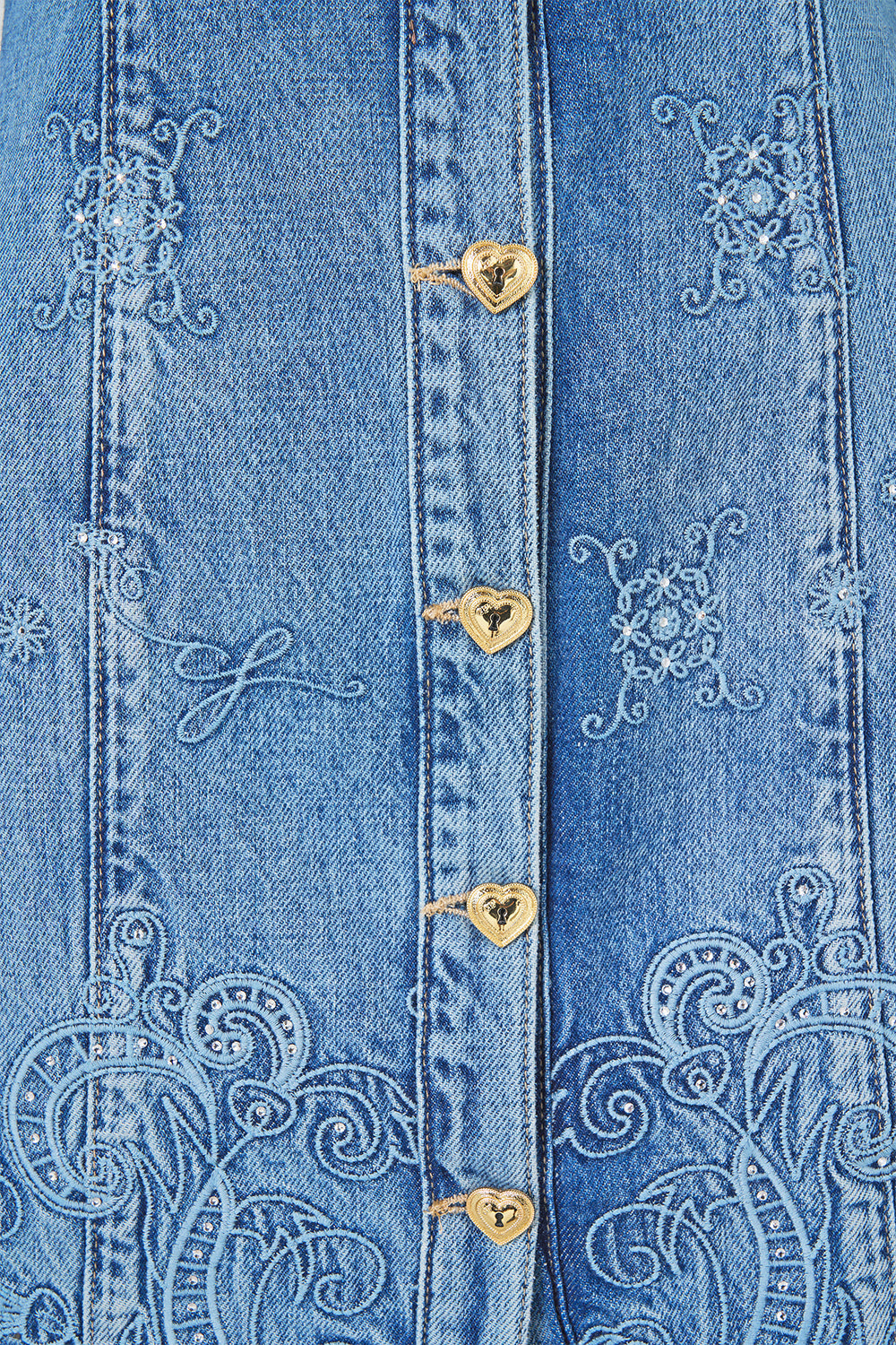 The CAMILLA BABIES LONG SLEEVE HENLEY W FRILL SHOULDER MIDSUMMER MASTERPIECE in our  print.