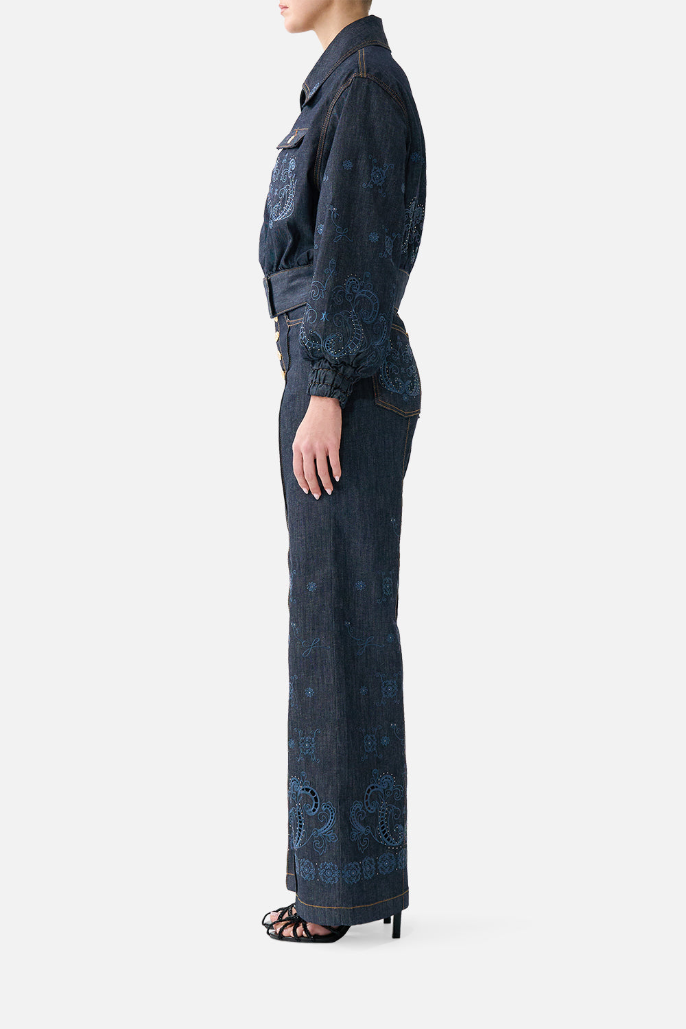 The CAMILLA JERSEY BODICE SHORT DRESS WITH BELT THE PORCELAIN PARLOUR in our  print.