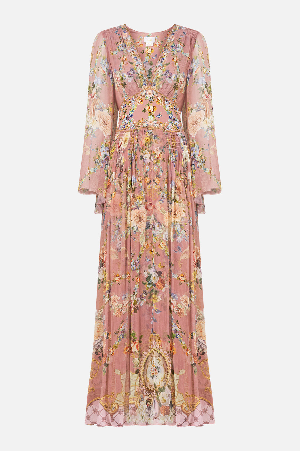 FLARED SLEEVE DRESS CHAMBER OF BLOOMS