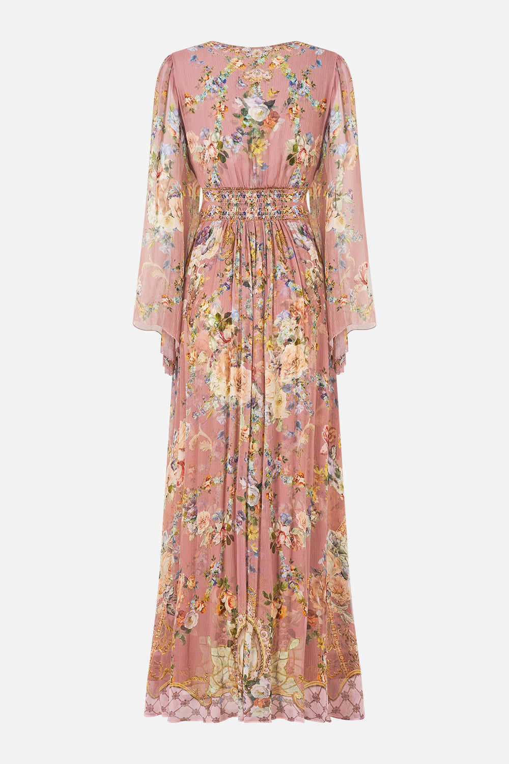 FLARED SLEEVE DRESS CHAMBER OF BLOOMS