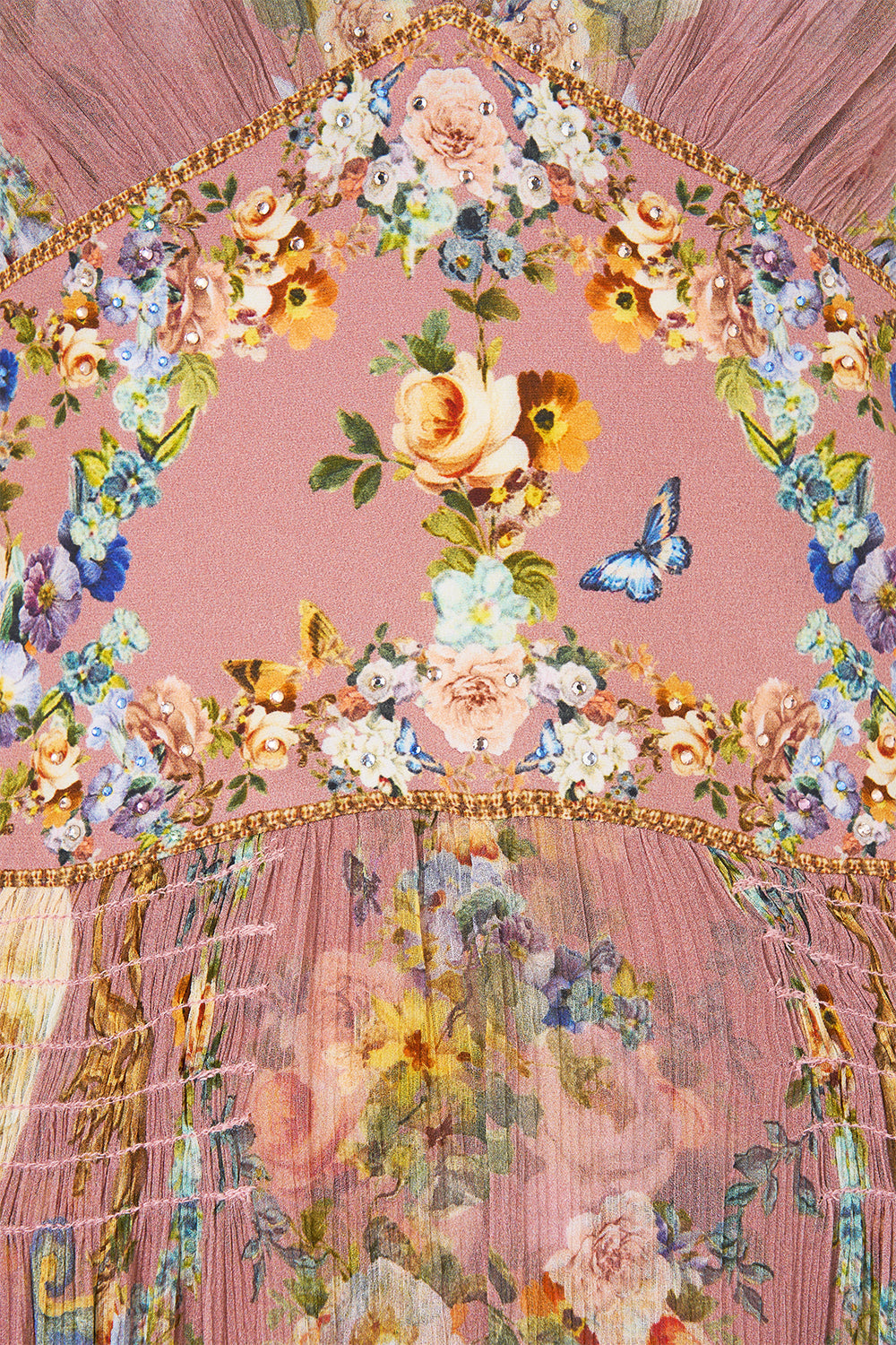 FLARED SLEEVE DRESS CHAMBER OF BLOOMS