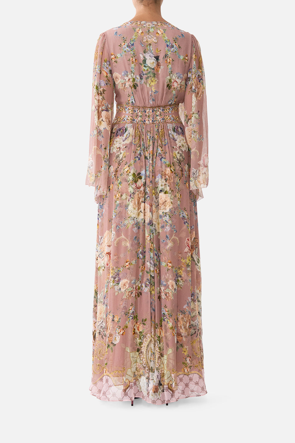 FLARED SLEEVE DRESS CHAMBER OF BLOOMS