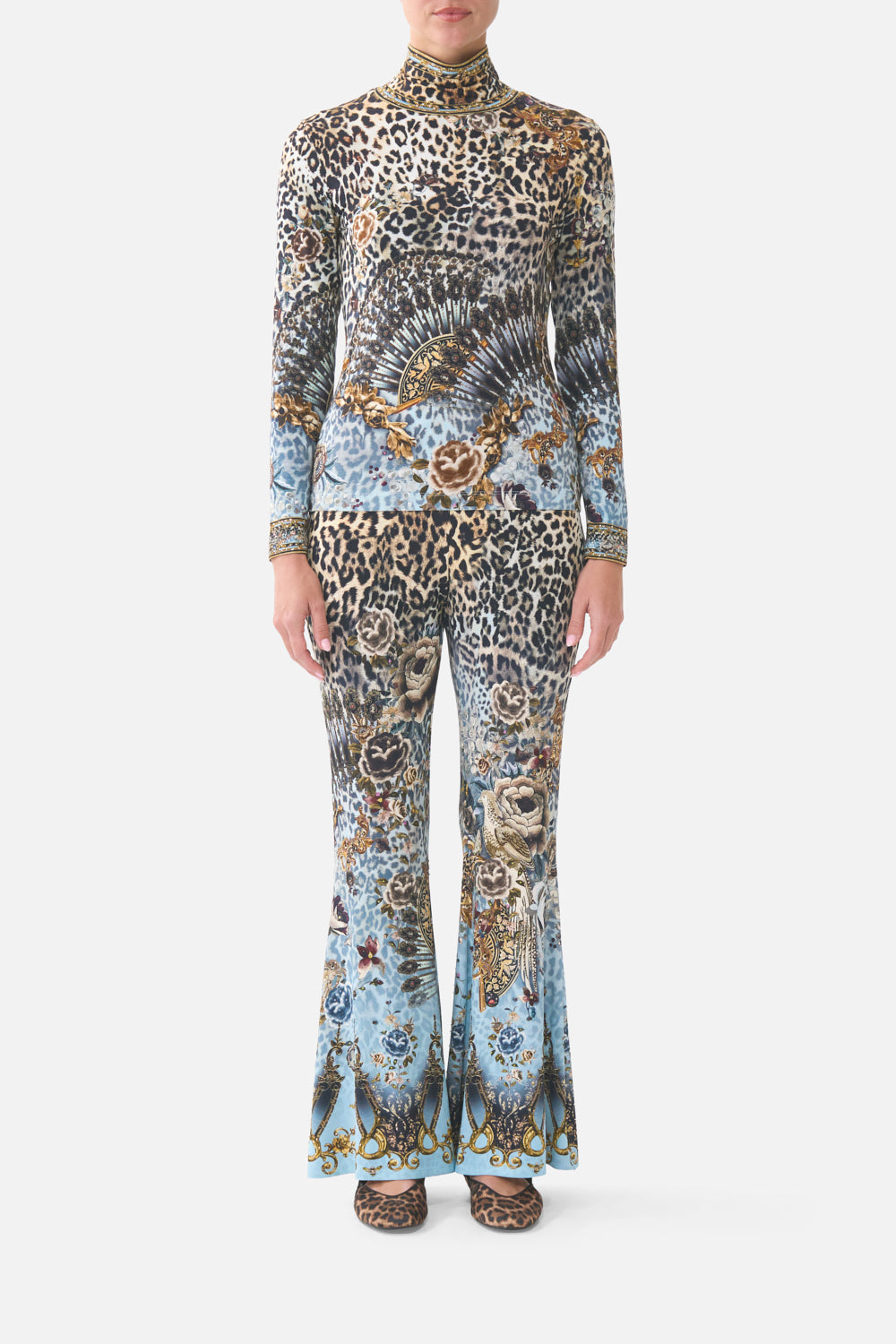 The CAMILLA TRAPEZE TIERED DRESS WITH LINING WILDFLOWER WUNDERLAND in our  print.