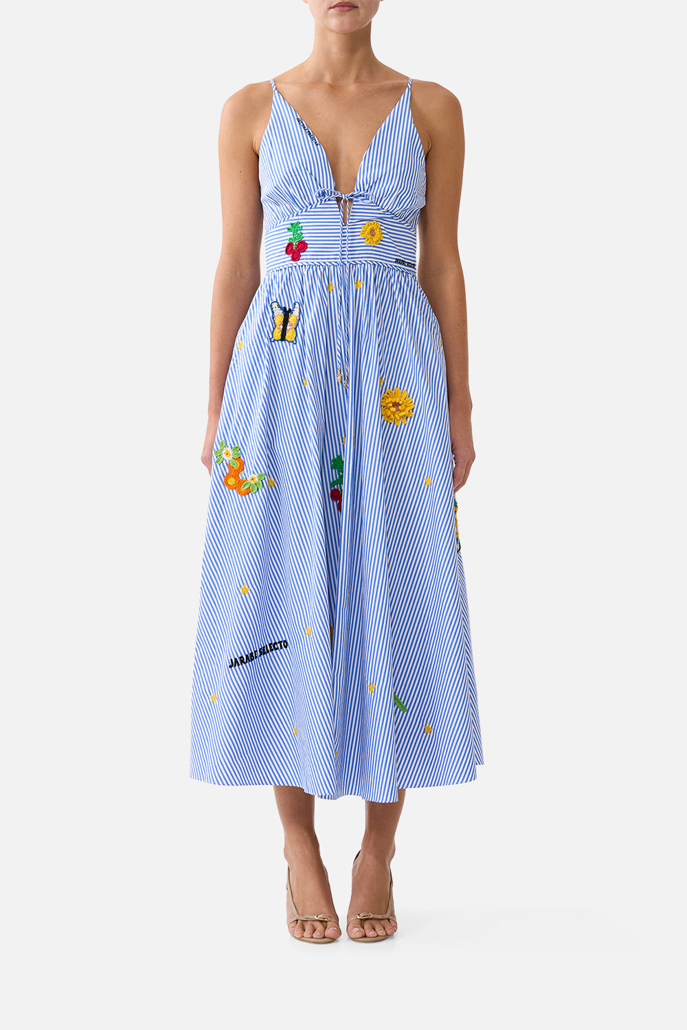 The CAMILLA STRAPPY DRESS WITH TWIST FRONT PALACE ZOOLOGY in our PALACE ZOOLOGY print.