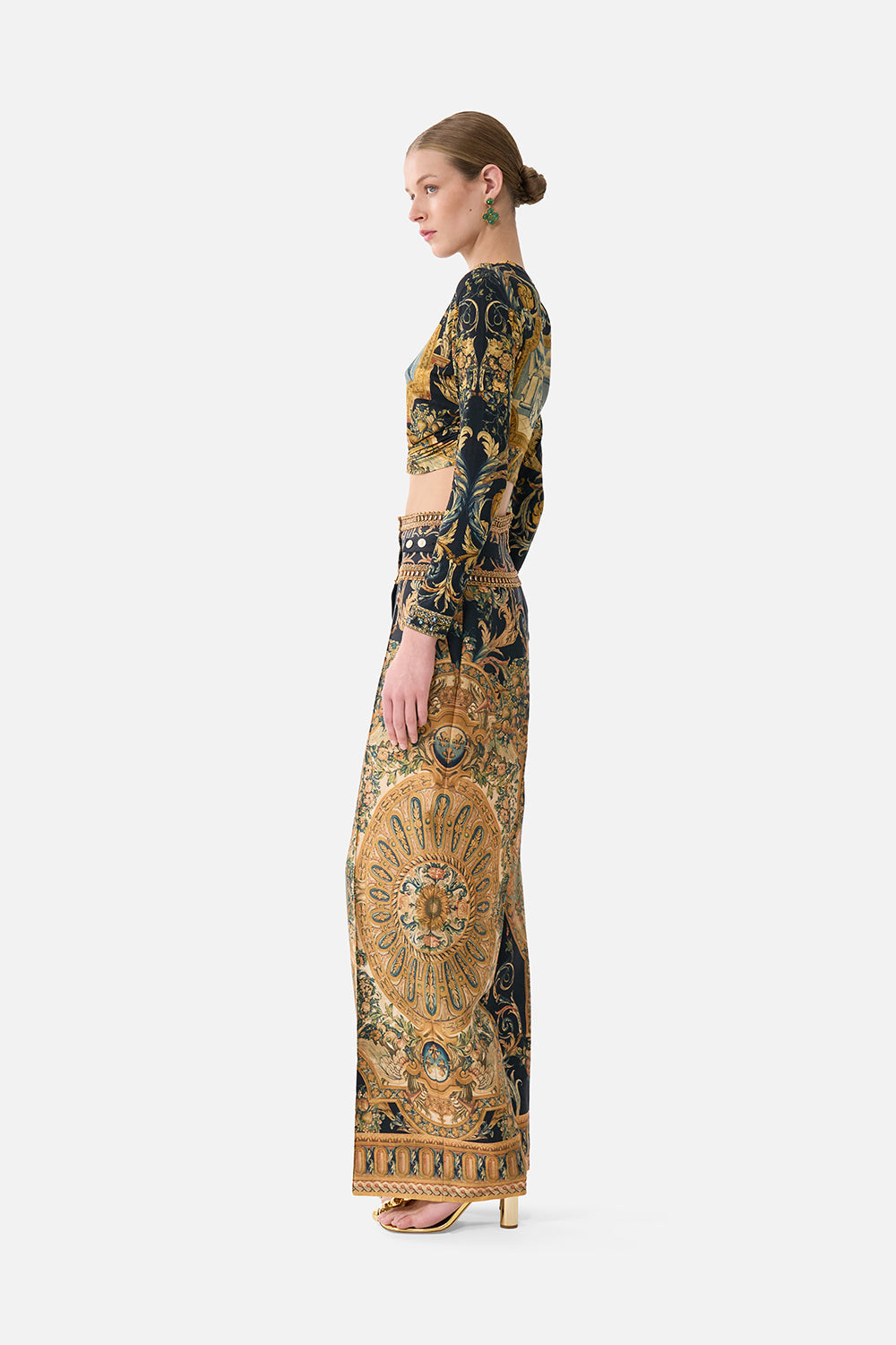 The CAMILLA BIAS SLIP DRESS WITH FRILL HEM SILK ESSENTIALS in our  print.