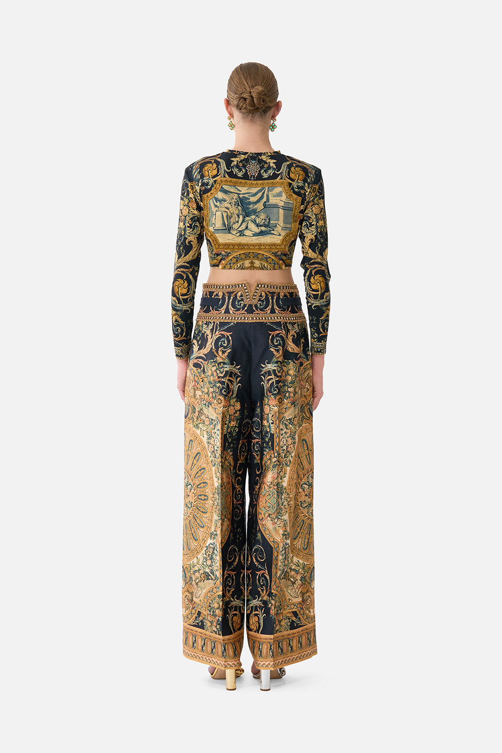 The CAMILLA BIAS SLIP DRESS WITH FRILL HEM SILK ESSENTIALS in our SILK ESSENTIALS print.