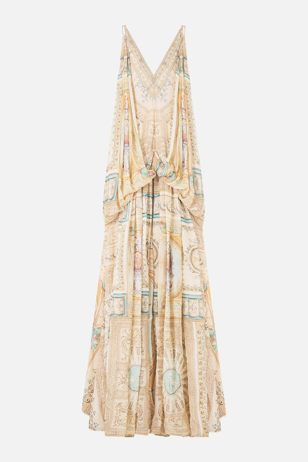 The CAMILLA BIAS SLIP DRESS WITH FRILL HEM SILK ESSENTIALS in our  print.