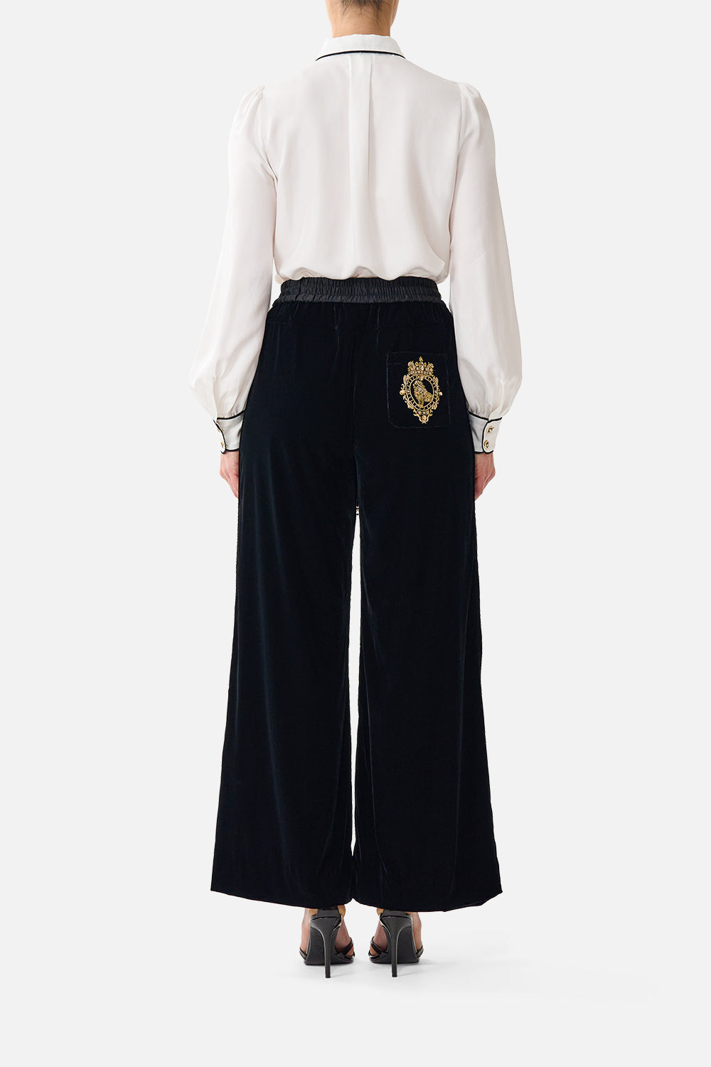 The CAMILLA VELVET RELAXED TRACK PANT WITH SIDE PANEL LEOPARD LIBERTINE