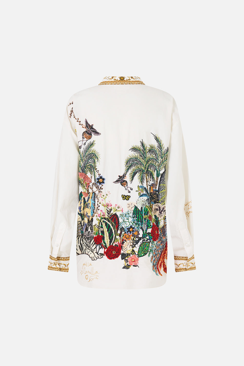 The CAMILLA Long Sleeve Oversized Shirt With Pocket Wanderlust Empire in our Wanderlust Empire print.