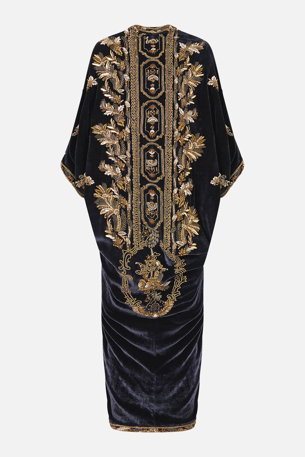 LONG V NECK KAFTAN WITH SPLIT FRONT CLOAKED IN BAROQUE