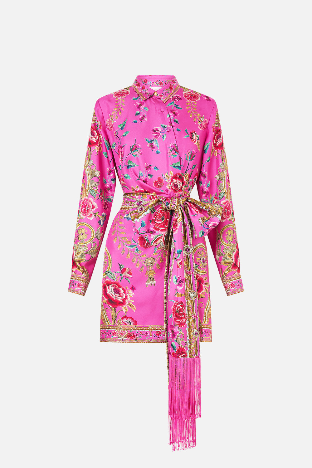 ASYMMETRIC SHIRT DRESS WITH TIE WAIST MATADORA FLORA