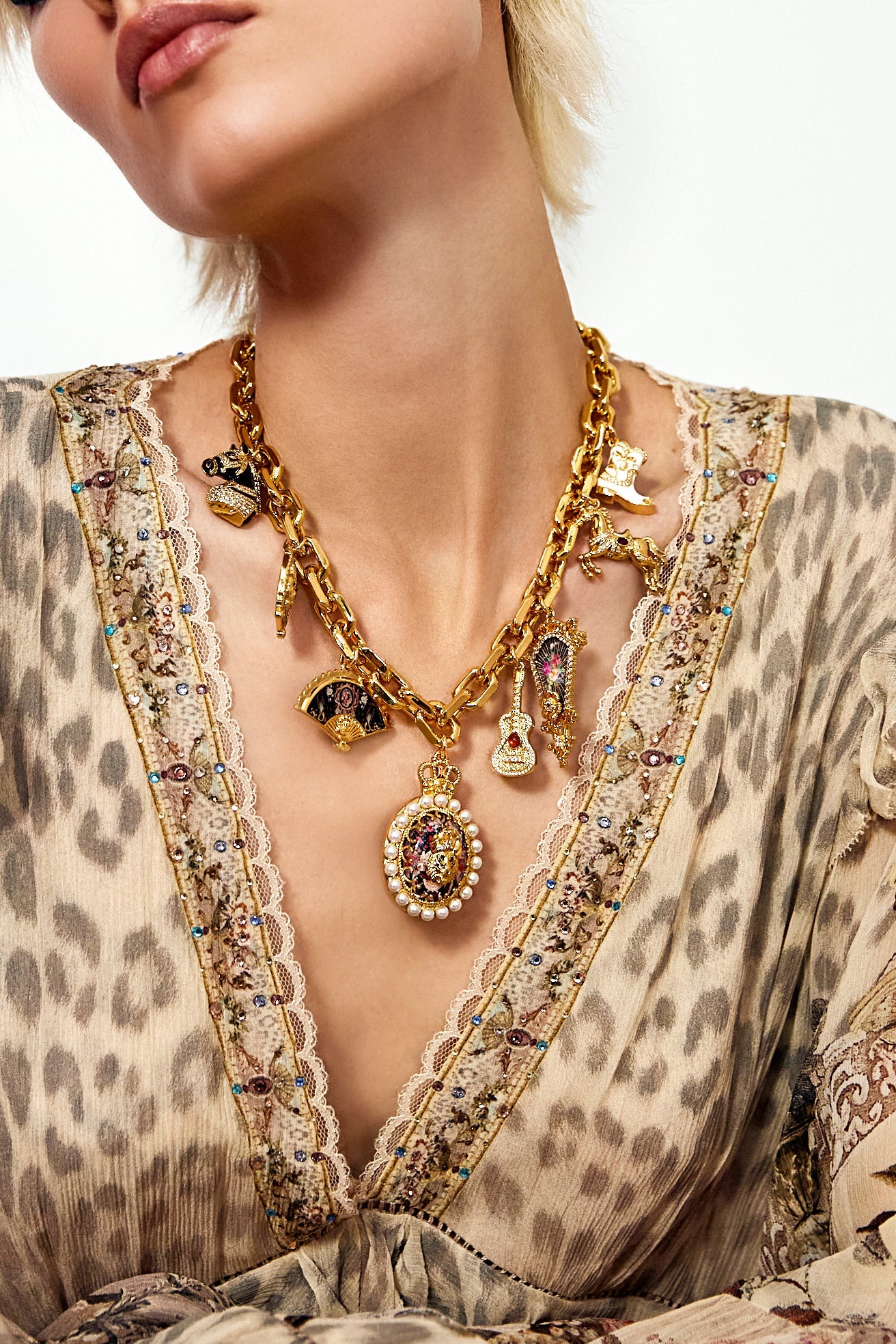 The CAMILLA WRAP BODICE JERSEY DRESS THE SAPPHIRE SERPENT in our  print.