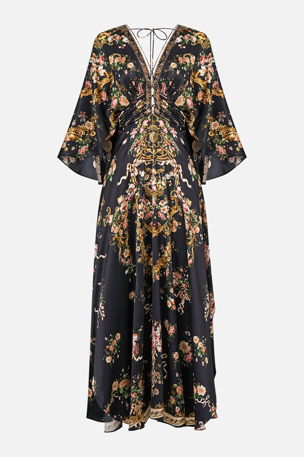 V NECK LACE UP DETAIL LONG DRESS VERSAILLES OR DIE