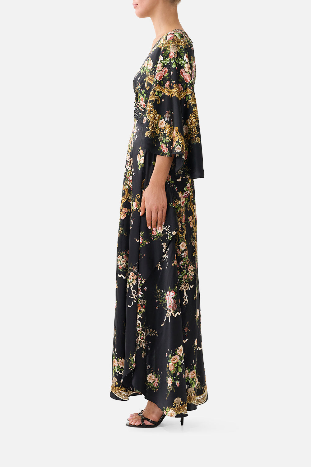 V NECK LACE UP DETAIL LONG DRESS VERSAILLES OR DIE