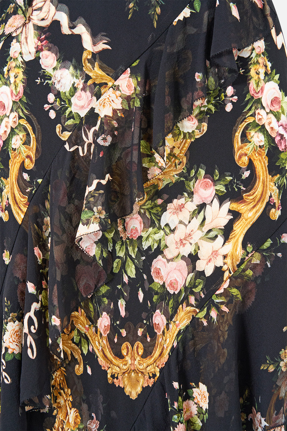 ASYMMETRICAL RUFFLE SLIP DRESS VERSAILLES OR DIE