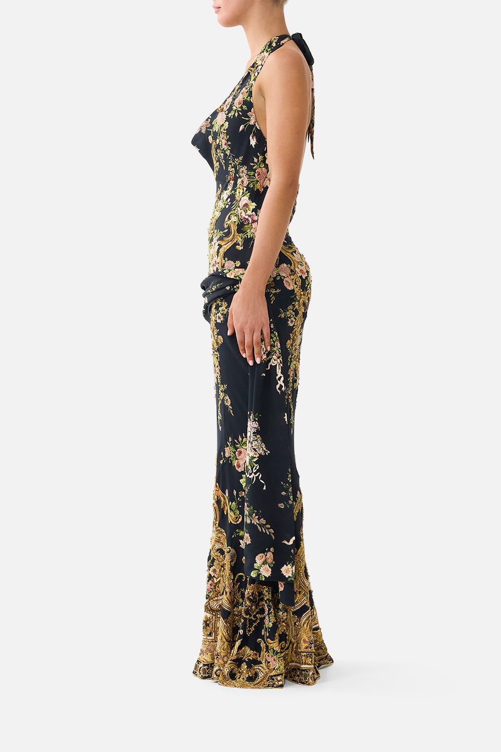 COWL NECK SLIP DRESS WITH SASH DETAIL VERSAILLES OR DIE