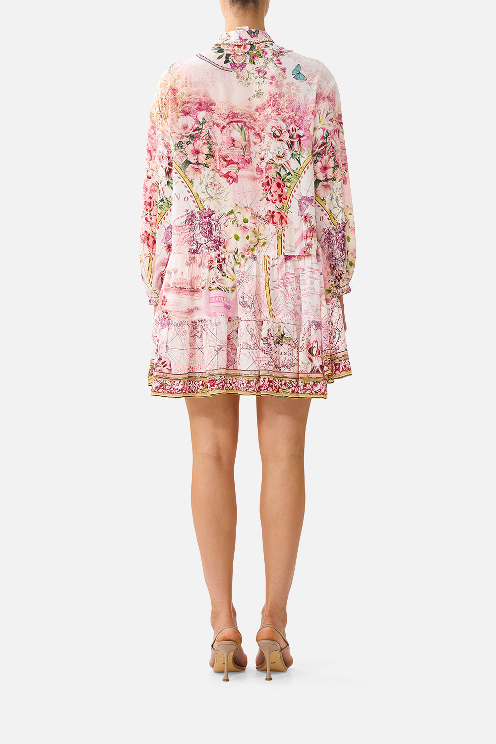 LONG SLEEVE TIERED SHORT DRESS JOURNAL DE VOYAGE